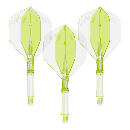 L-Style L-systeem verlichting - Neongeel Hier ist ein Set Dart Flights in Neon-Gelb, mittlere Größe zu sehen. Die Flights sind für das L-Style L-System bestimmt.