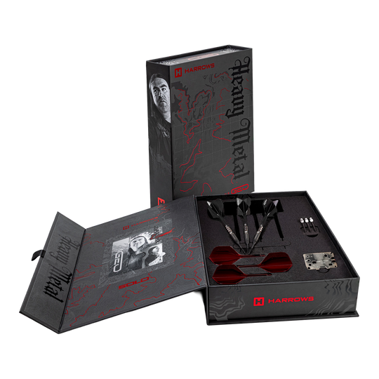 Harrows Ryan Searle Geo Softdarts - 20g Harrows Ryan Searle Geo Softdarts mit 20g werden gezeigt. Die Darts sind silberfarben und sportlich.