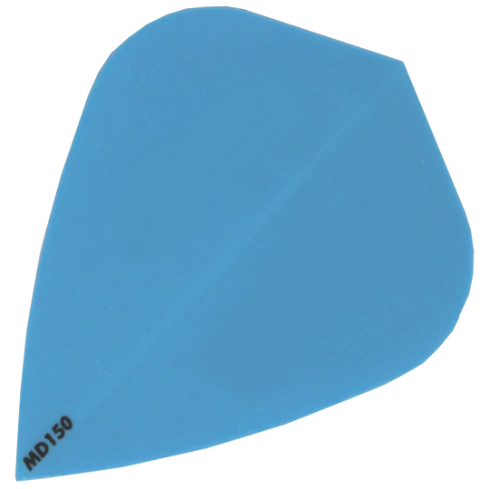 MD150-Kite-Blau Das Bild zeigt ein blaues Dart-Flugblatt mit der Bezeichnung "MD150" in der Ecke. Es handelt sich um das Produkt "McDart MD150 - Kite Flight".