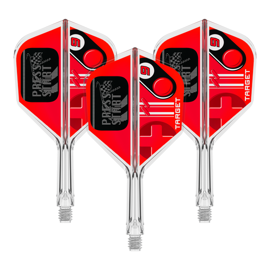 Target K-Flex Press Start n° 6 Volets Abgebildet ist das Produkt 410582_Target_K-Flex_PressStart_No6_Flights_19mm_1Set. Das Produkt besteht vermutlich aus einem Set von Dart-Flights.