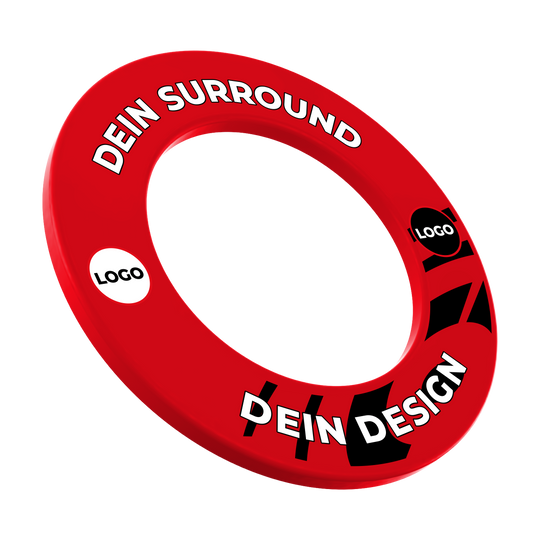 Marco de diana con tu diseño Auf dem Bild sieht man ein rotes Dartboard-Surround. Es wird zum Auffangen fehlgeworfener Darts verwendet.