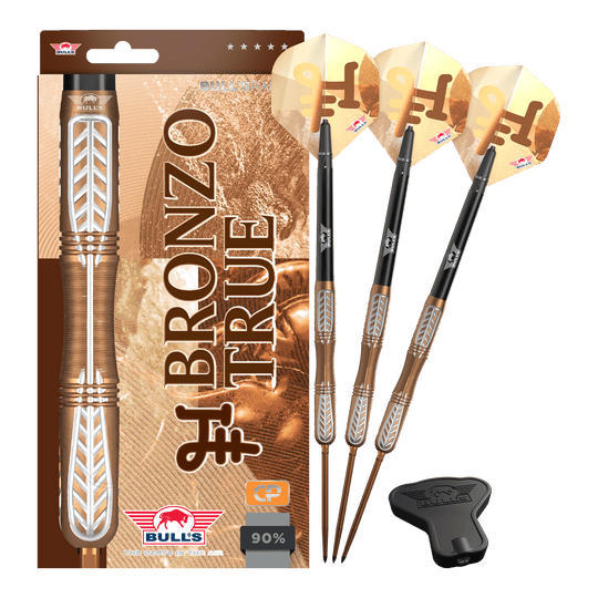 Šipky Bulls NL Bronzo True Convertible Point Steel Darts Abgebildet sind Bulls NL Bronzo True Convertible Point Steeldarts in Komplettdarstellung. Das Set bietet mehrere Darts.