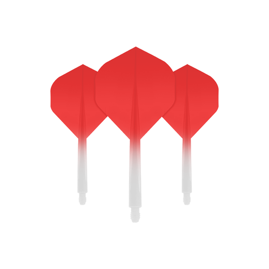 CO-0029_Condor_Axe_Gradient_Red_Standard_Flights_Medium_1 Das Bild zeigt drei rote Dart-Flights mit einem Farbverlauf nach unten hin. Die Flights sind mittig angeordnet und heben sich deutlich vom weißen Hintergrund ab.