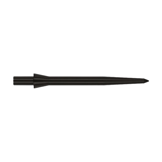 Dies ist eine schwarze Steeldartspitze der Marke Red Dragon, Modell Raptor Plain Black. Sie ist 28 mm lang und hat ein schlichtes, elegantes Design.