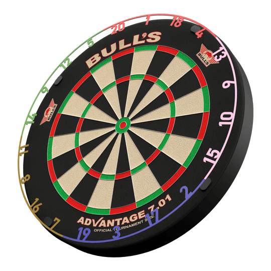 Zu sehen ist das Bulls NL Zahlenring Number Ring Set - 5 Farben. Das Set beinhaltet mehrere bunte Zahlenringe für Dartscheiben.