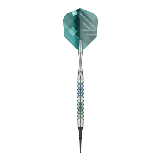 Target Rove 10 měkkých šipek Ein einzelner Target Rove 10 Softdart ist im Bild zu sehen. Die Oberfläche und Konturen sind gut zu erkennen.