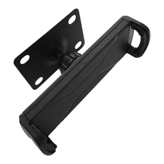 McDart TABSteady Tablet Wandhalterung Die Abbildung zeigt die McDart TABSteady Tablet Wandhalterung in schwarzer Farbe. Die Halterung verfügt über eine stabile Montageplatte und verstellbare Haltearme für Tablets.