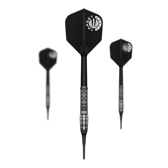 Měkké šipky Target Japan Pyro GEN12 - 17g Abgebildet ist ein komplettes Set Target Japan Pyro GEN12 Softdarts mit 17g. Enthalten sind Darts, Schäfte und Flights.