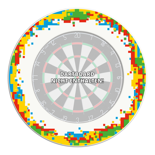 McDart Pixel Dartboard Surround Das Bild zeigt eine weiße Umrandung für ein Dartboard. Diese schützt die Umgebung vor abprallenden Pfeilen.