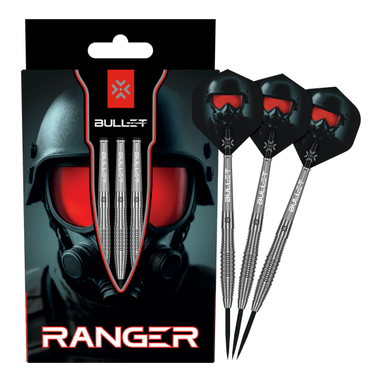 Ocelové šipky Bullet Ranger Auf dem Bild ist das vollständige Set der Bullet Ranger Steeldarts zu sehen. Die Steeldarts werden für Präzisionswürfe verwendet.