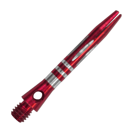 Ringed Diamond Cut Aluminium Shafts - Rot - 35 mm Hier ist der Ringed Diamond Cut Aluminium Shafts - Rot - 35 mm zu sehen. Der Aluminium-Schaft ist rot und mit Ringen versehen.