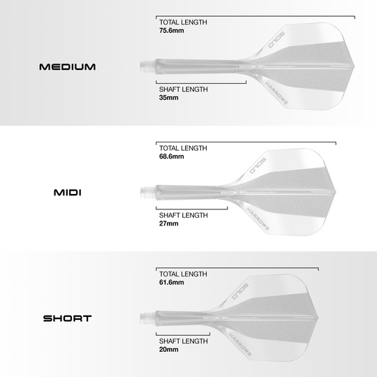 System wału lotniczego Harrows Solo No6 – przezroczysty Abgebildet ist das Harrows Solo No6 Flight-Shaft-System in transparenter Optik. Das Bild präsentiert die stabile Verarbeitung des Produkts.
