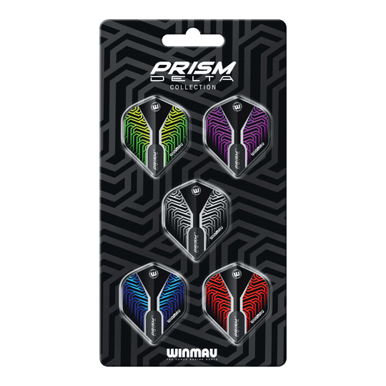 Zu sehen ist die Winmau Prism Delta No2 Standard Flight Collection. Diese Flights eignen sich bestens für präzise Dartspiele.
