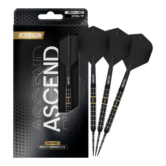 Dardos de acero paralelos Red Dragon Ascend Das Foto zeigt die vollständigen Red Dragon Ascend Parallel Steeldarts. Die Darts sind komplett und einsatzbereit dargestellt.