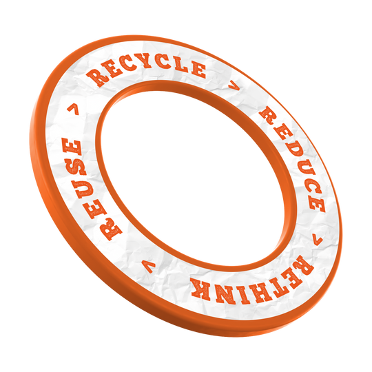 Dieses Bild zeigt einen Artikel mit dem Dateinamen MSF-C8_McDart_Recyle_Reuse_Reduce_Rethink_Surround_NeonOrange_1. Es handelt sich vermutlich um ein Produktbild aus dem McDart-Shop.