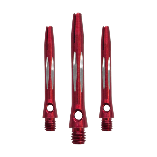 Diamond Cut Aluminium Shafts - Rot - 35 mm Hier sieht man den Diamond Cut Aluminium Shafts - Rot - 35mm als Set. Es sind mehrere rote Aluminium-Dartschäfte mit Diamantschliff im Set enthalten.