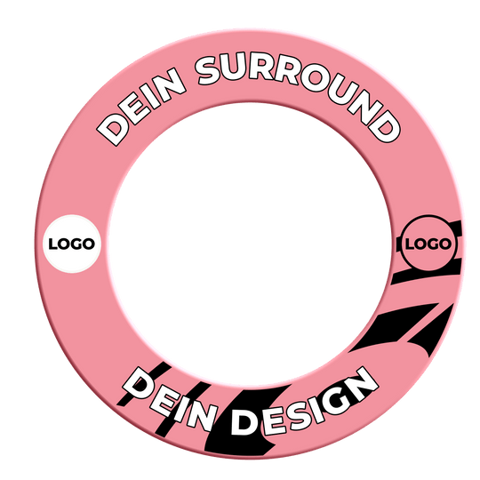 Dartboard Surround mit Deinem Design Das Bild zeigt ein Dartboard Surround in Pink. Der Dateiname ist 'MSF-Pink_Dartboard_Surround_Wunschdruck_Pink_2'.