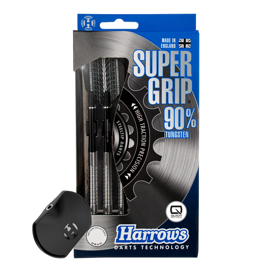 Freccette in acciaio Harrows Supergrip 90 Quick Point Abgebildet ist der Harrows Supergrip 90 Quick Point Steeldarts. Die Dartpfeile sind detailliert dargestellt.