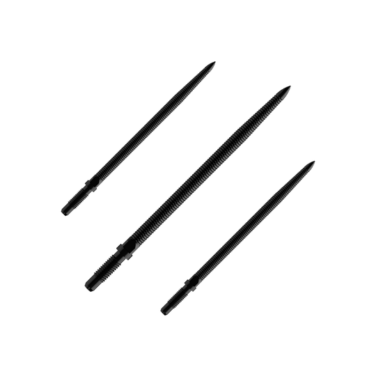 Pointes de fléchettes convertibles Bulls NL - Micro Grip - Noires Abgebildet ist ein Produkt mit dem Namen BU57705_BullsNL_Convertible_Points_MicroGrip_Schwarz_36mm_1Set. Es handelt sich um schwarze umwandelbare Dartspitzen mit MicroGrip in 36 mm Länge.