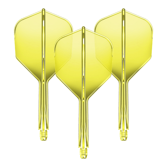 GOAT A1R No6 Flight Shaft System - Neon Yellow Das Bild zeigt das Flight-Shaft-System GOAT A1R No6 in Neon-Gelb mit einer Länge von 26mm. Es handelt sich um ein Set für Dartpfeile.
