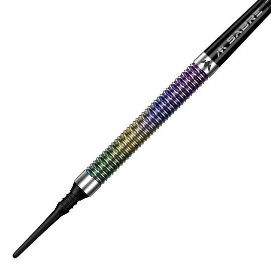 Auf dem Bild sieht man Mission Kaleidos Softdarts - 19g. Diese Softdarts sind für Präzision und gutes Handling bekannt.