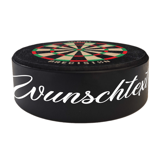 McDart Precision Mini Dartboard mit Wunschtext Abgebildet ist ein Produkt mit dem Dateinamen 765_McDart_Mini_Precision_Dartboard_Darthalter_2_WeatherSunday. Es handelt sich wahrscheinlich um ein Dartboard oder Zubehör.