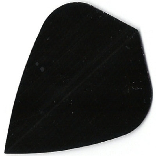 pr16 Das Bild zeigt ein schwarzes Dartflight mit schlichter, einfarbiger Oberfläche. Es handelt sich um das Produkt "Poly-Plain Flights PR16".