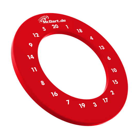 Roter Zahlenring für eine Dartscheibe ist dargestellt. Das Bild zeigt die äußere Umrandung einer Dartscheibe mit Zahlen.