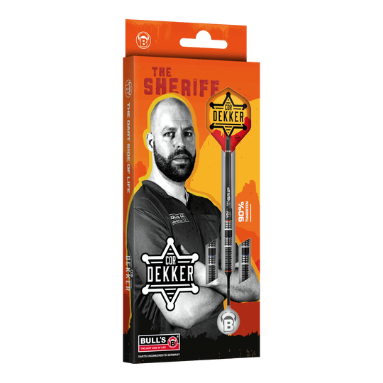 Dardos suaves Bulls Cor Dekker The Sheriff - 20 g Auf dem Foto sind die Bulls Cor Dekker The Sheriff Softdarts - 20g zu sehen. Die Softdarts sind aus einer anderen Perspektive abgebildet.