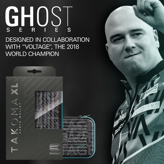 Zu sehen ist das Takoma XL Ghost Series Rob Cross Dartcase. Es ist ein spezielles Dartcase für die Ghost Series von Rob Cross.