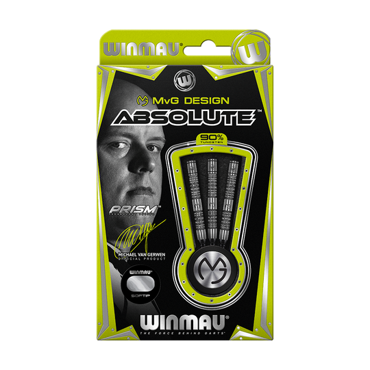 2431_Winmau_Michael_Van_Gerwen_MvG_Absolute_Softdarts_3167WUWAbL6F83 Winmau Michael Van Gerwen MvG Absolute Softdarts sauber angeordnet. Die Darts zeigen markante Details.