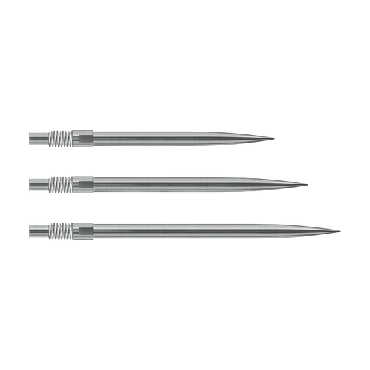 Harrows Quick Point Dartspitzen - Silber Das Bild zeigt silberne Harrows Quick Point Dartspitzen. Sie sind für Dartspieler zum einfachen Wechsel der Spitzen gedacht.