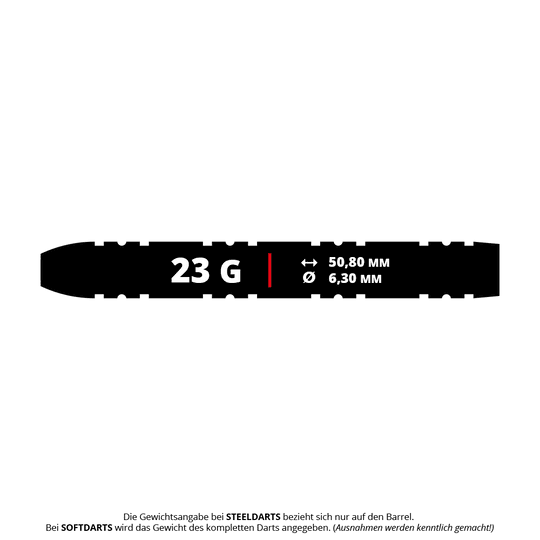 Abgebildet ist das Produkt Mission Ryan Meikle The Barber Steeldarts - 23g. Diese Steeldarts sind speziell für präzises Dartspiel entwickelt.
