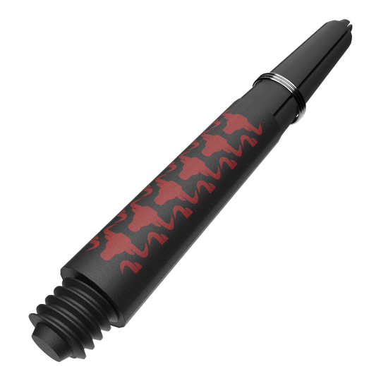 Gezeigt wird ein roter Capo Carbon Shaft in kurzer Ausführung mit 34mm Länge. Das Zubehör eignet sich für den Einbau in Dartpfeile.