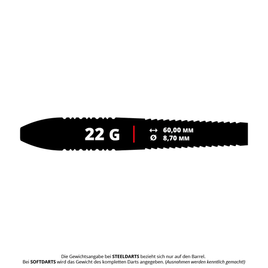 Das Bild zeigt die Target Nathan Aspinall Brass Steeldarts mit einem Gewicht von 22g. Die Darts sind für das Steeldart-Spiel geeignet.