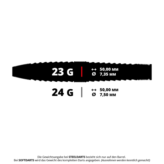 Fléchettes en acier Harrows GEO Torpedo Quick Point Dieses Bild präsentiert Harrows GEO Torpedo QuickPoint Steeldarts mit einem Gewicht von 23g. Sie werden für das Steeldart-Spiel verwendet.