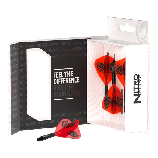Red Dragon Nitro Flite - Jonny Clayton Kite Flights Abgebildet sind Red Dragon Nitro Flite - Jonny Clayton Kite Flights. Diese Dart-Flights sind für Fans und Spieler im Jonny Clayton Stil gestaltet.