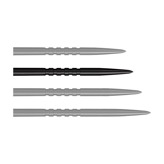 Ocelové hroty šipek Shot Grip Point - černé Zu sehen sind schwarze Steeldartspitzen. Dies ist das Modell Grip Point in 35 mm Länge.