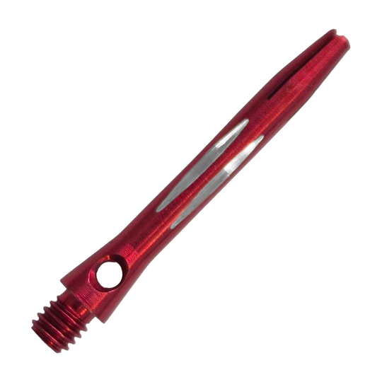 Diamond Cut Aluminium Shafts - Rot - 35 mm Zu sehen ist der Diamond Cut Aluminium Shafts - Rot - 35mm. Der Schaft besteht aus rot lackiertem Aluminium und hat ein Diamantschliff-Design.