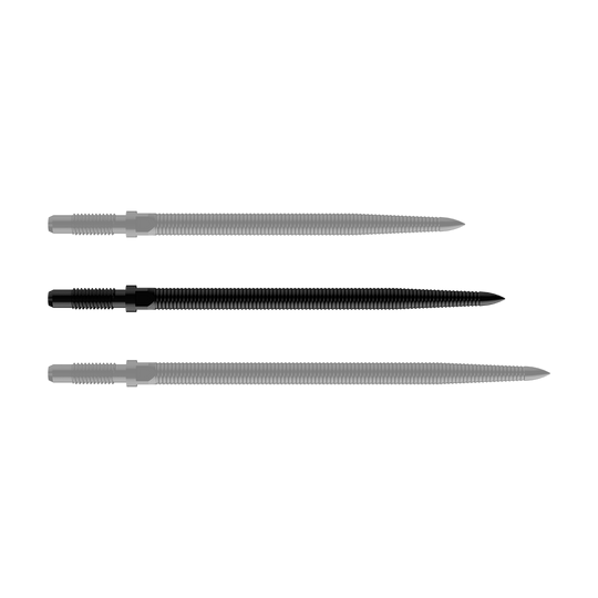 Dargestellt ist eine schwarze Dartspitze, Modell MicroGrip in 36mm Länge. Das Produkt ist unter dem Dateinamen BU57705_BullsNL_Convertible_Points_MicroGrip_Schwarz_36mm_1 bekannt.