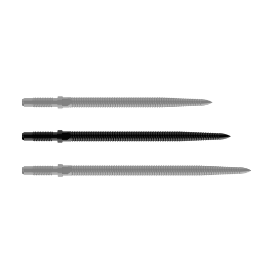 Pointes de fléchettes convertibles Bulls NL - Micro Grip - Noires Dargestellt ist eine schwarze Dartspitze, Modell MicroGrip in 36mm Länge. Das Produkt ist unter dem Dateinamen BU57705_BullsNL_Convertible_Points_MicroGrip_Schwarz_36mm_1 bekannt.