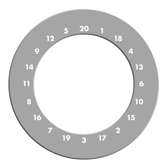 Cadre de cible de fléchettes avec chiffres HD - Couleurs personnalisées Zu sehen ist ein graues Dartboard Surround ohne Logo. Die Umrandung schützt die Wand vor Pfeilen beim Dartspielen.