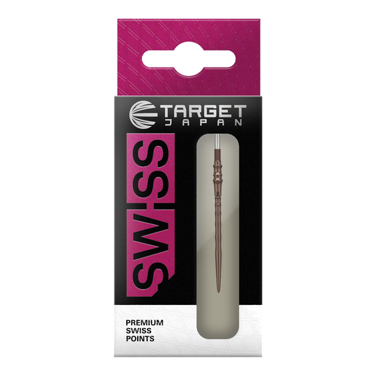 Puntas Steldart de punta suiza premium Target Japan - Sílice Das Bild zeigt die Target Japan Premium Swiss Point Steldartspitzen - Silica. Diese hochwertigen Steeldartspitzen sind in einer detaillierten Nahaufnahme dargestellt.