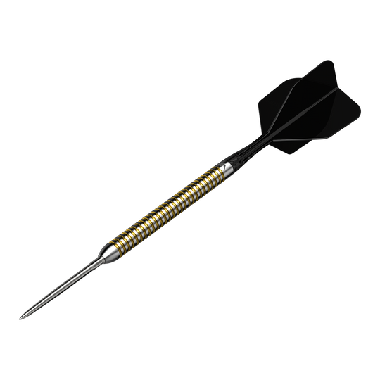 Abgebildet ist das Produkt Mission Mike De Decker V2 R2.5 Steeldarts. Es handelt sich um Darts für das Steeldart-Spiel.