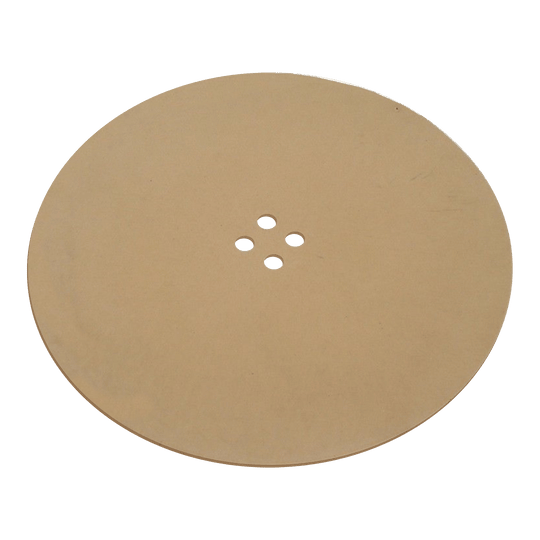 Pièce de rechange pour Karella E-Master Das Bild zeigt eine runde, braune Gummimatte. In der Mitte befinden sich fünf kleine, kreisförmige Löcher.