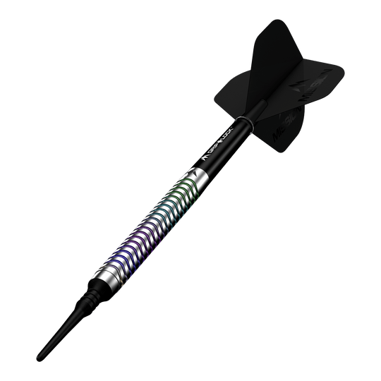 Měkké šipky Mission Mirage - 20g Mission Mirage Softdarts - 20g wird hier gezeigt. Das Bild zeigt die Softdarts aus nächster Nähe.