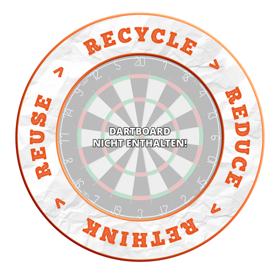 Abgebildet ist das Produkt MSF-C8_McDart_Recyle_Reuse_Reduce_Rethink_Surround_NeonOrange_3. Es handelt sich wahrscheinlich um ein Dartzubehör oder einen ähnlichen Artikel.