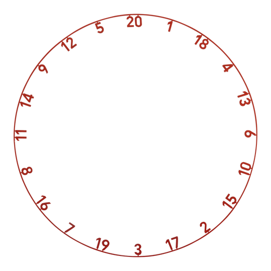 Precyzyjny pierścień z laserowo wycinanym numerem 180 One Piece Das Bild stellt das Produkt ONE1003_Precise180_OnePiece_Lasercut_Zahlenring_FadedRed_1 dar. Es handelt sich vermutlich um einen lasergeschnittenen Zahlenring in Rot für ein Dartboard.