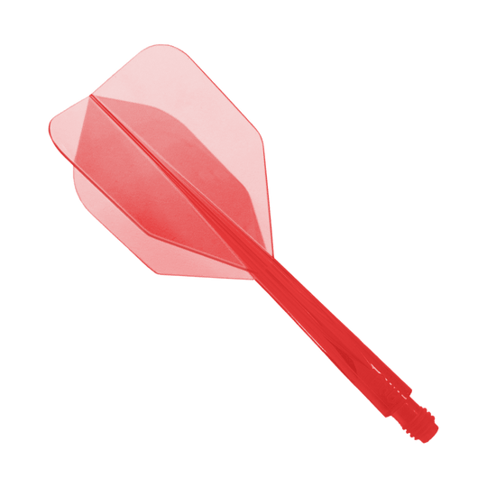 Condor Axe Clear Red Flight-System Small - XL - 37,5 mm Das Bild zeigt ein rotes Dartflight-System mit integrierter Flight und Shaft. Es handelt sich um das Modell "Condor Axe Clear Red Flight-System Small - XL - 37,5 mm".