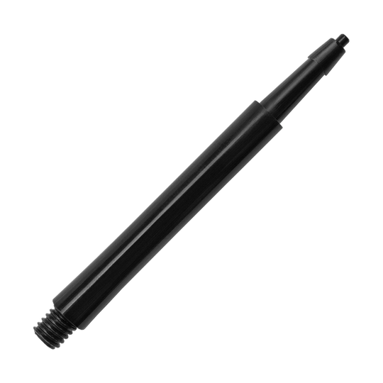 Das Bild zeigt einen schwarzen Harrows Clic Standard Shaft. Es handelt sich um ein Zubehörteil für Darts.